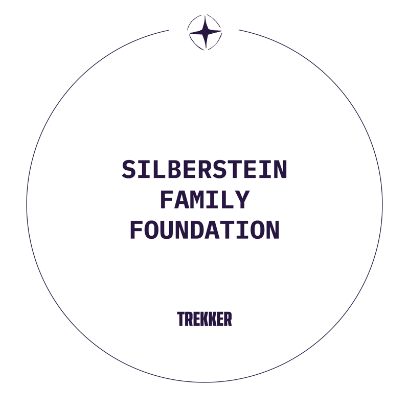 This image features the logo for the Silberstein Family Foundation, with the word "TREKKER" displayed below it. The logo is circular with a compass-like symbol at the top. The text is in a dark, sans-serif font against a white background.