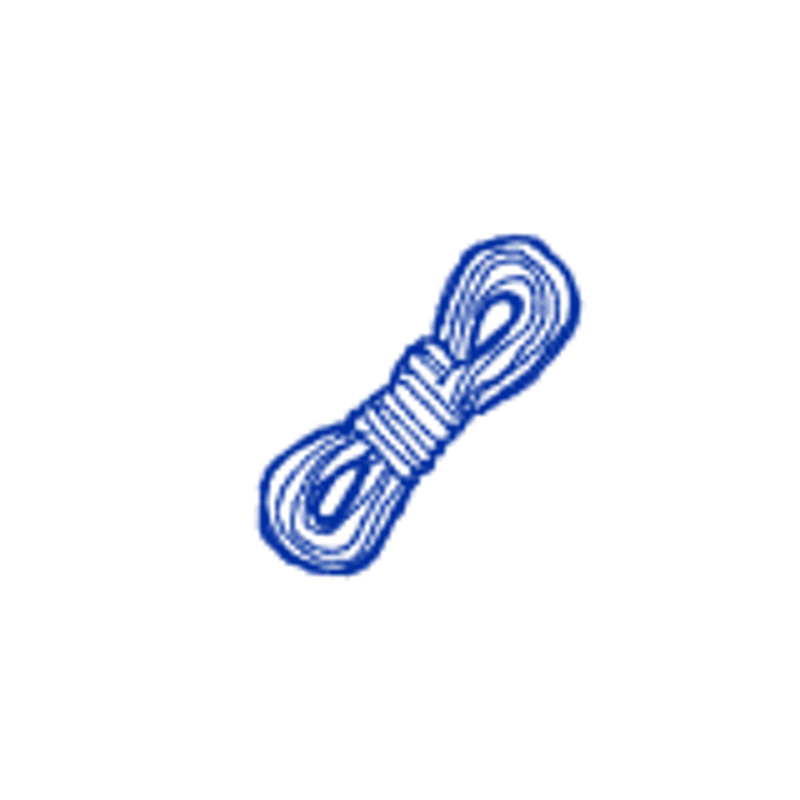 The image shows a blue rope against a black background. The rope is coiled and appears to be somewhat thick. The blue color of the rope stands out against the dark backdrop, making it the focal point of the image. The rope's texture and the way it's coiled add visual interest to the otherwise simple composition.